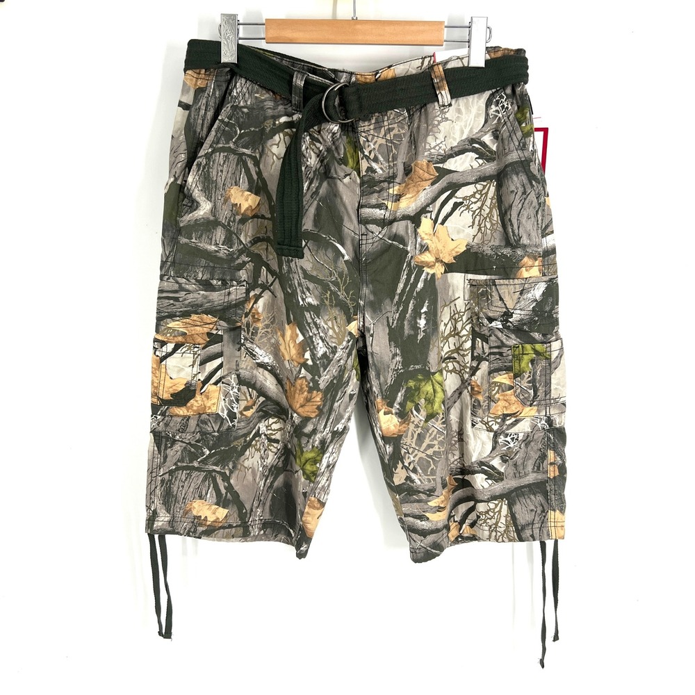 Ring of Fire Mens Delano Messenger Cargo Shorts 38 Autumn Grizzly Camo RYB0412